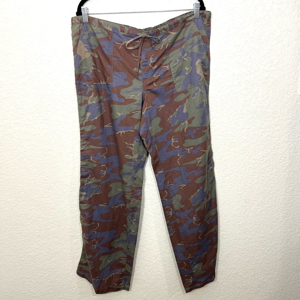 London Jeans Wide Leg Camouflage Linen Pants Size L